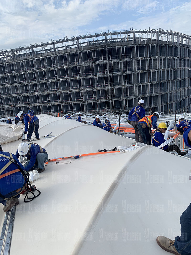 萬豪空間結(jié)構(gòu)員工到杭州亞運會棒（壘）球體育文化中心膜結(jié)構(gòu)項目學習交流