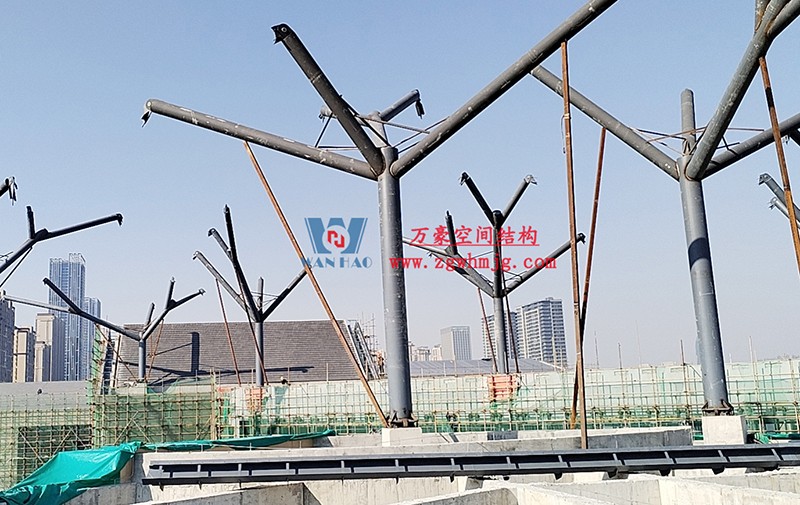 合肥文一塘溪津門天幕鋼結(jié)構(gòu)及ETFE氣枕膜工程施工進(jìn)度